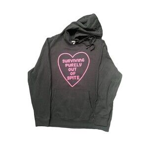 Surviving Purely Out Of Spite Humorous Funny Joke Retro Unisex Hoodie SZ XL Gift